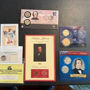 Andrew Johnson Commemorative Panel w/P & D Mint Presidential Dollars & more